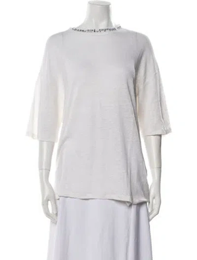 Pre-owned Iro Linen Bateau Neckline Sweater In White