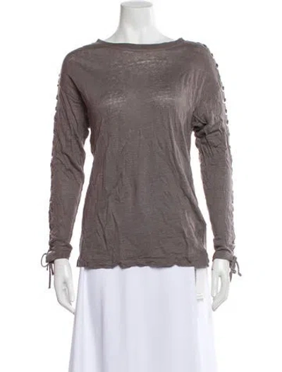 Pre-owned Iro Linen Bateau Neckline Top In Gray