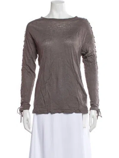 Pre-owned Iro Linen Bateau Neckline Top In Gray