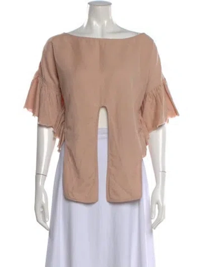 Pre-owned Iro Linen Bateau Neckline Top In Neutral
