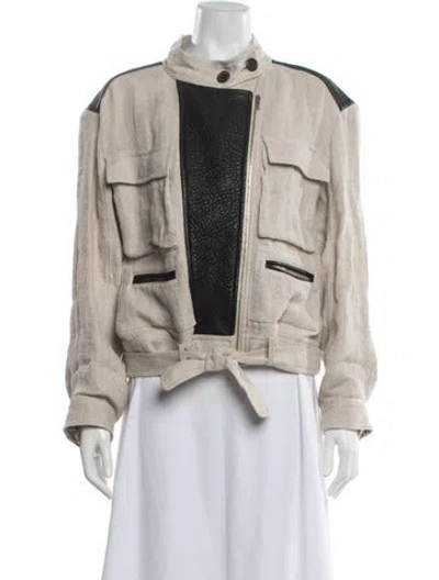 Pre-owned Iro Linen Biker Jacket In Neutrals