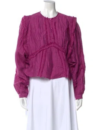 Pre-owned Iro Linen Crew Neck Blouse In Purple