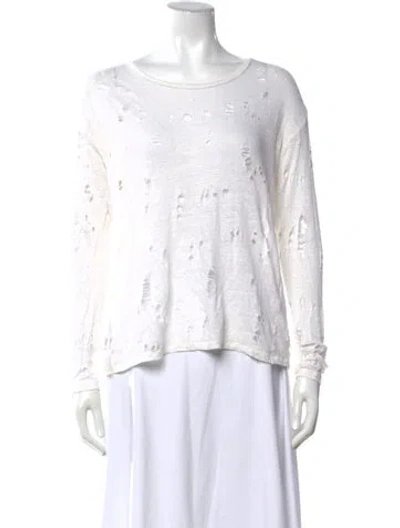 Pre-owned Iro Linen Crew Neck Top In White
