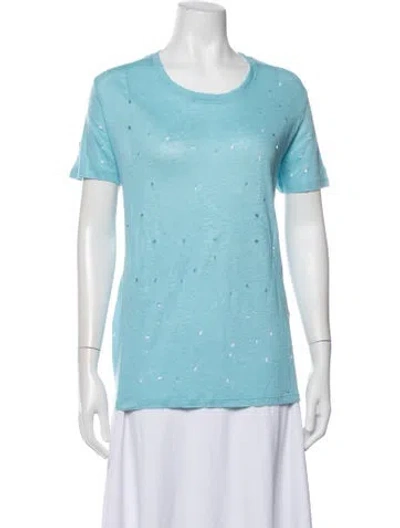Pre-owned Iro Linen Crew Neck T-shirt In Blue/white