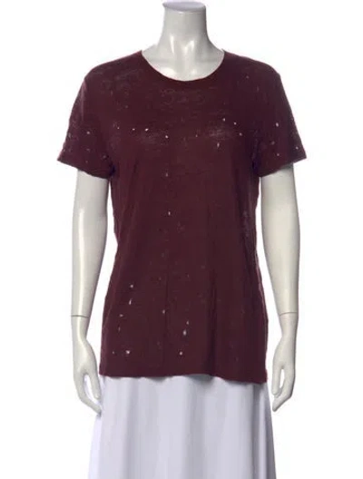 Pre-owned Iro Linen Crew Neck T-shirt In Burgundy