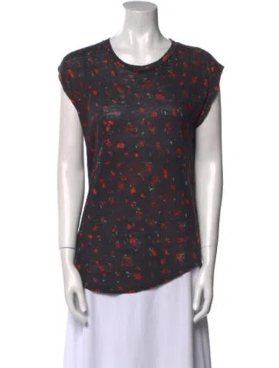 Pre-owned Iro Linen Floral Print T-shirt In Black