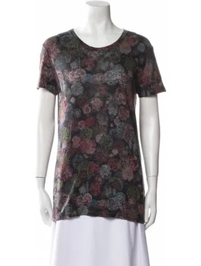 Pre-owned Iro Linen Floral Print T-shirt In Black