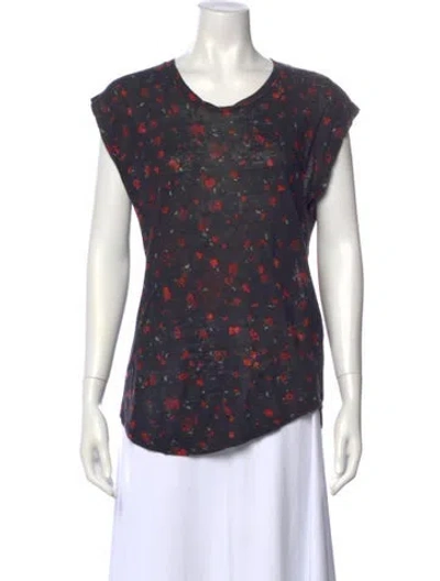 Pre-owned Iro Linen Floral Print T-shirt In Black