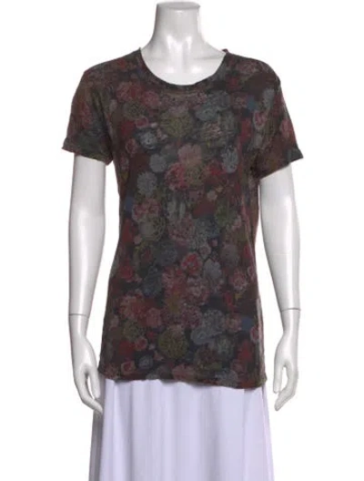 Pre-owned Iro Linen Floral Print T-shirt In Black