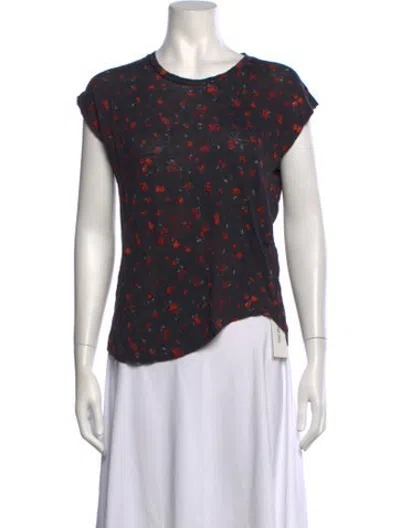 Pre-owned Iro Linen Floral Print T-shirt In Black