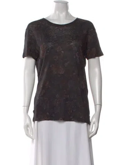 Pre-owned Iro Linen Floral Print T-shirt In Brown