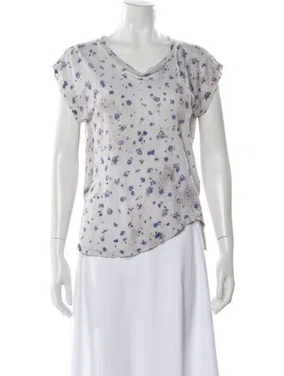 Pre-owned Iro Linen Floral Print T-shirt In Gray