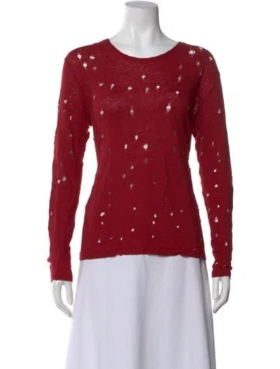 Pre-owned Iro Linen Graphic Print Top In Red