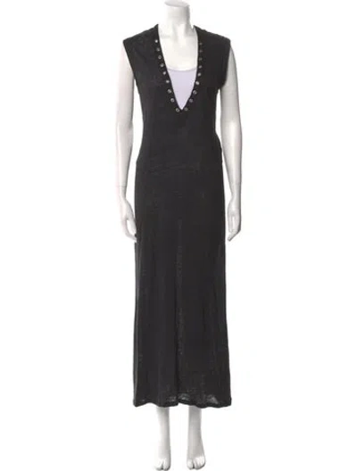 Pre-owned Iro Linen Long Dress In Black