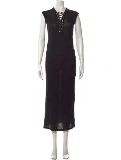 Pre-owned Iro Linen Long Dress In Black