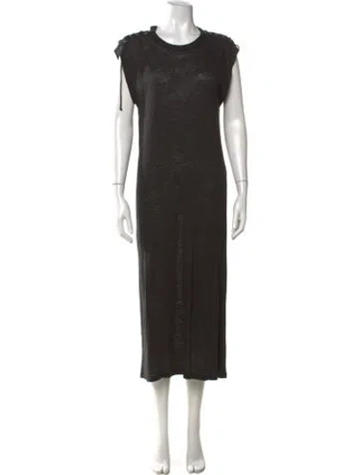 Pre-owned Iro Linen Midi Length Dress In Grey