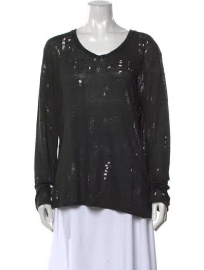 Pre-owned Iro Linen Patterned Sweater In Green