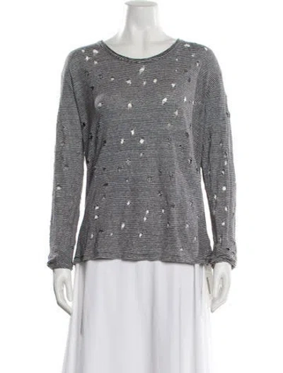 Pre-owned Iro Linen Printed Blouse In Black