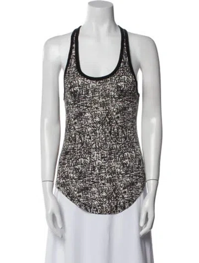 Pre-owned Iro Linen Printed Top In Black