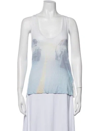 Pre-owned Iro Linen Printed Top In Blue