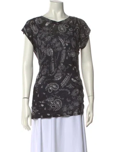 Pre-owned Iro Linen Printed Top In Gray