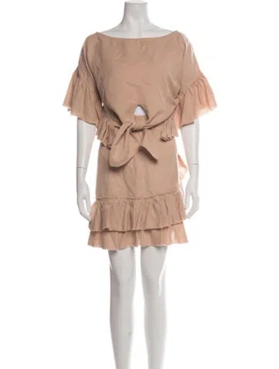 Pre-owned Iro Linen Ruffle Embellishment Skirt Set In Pink