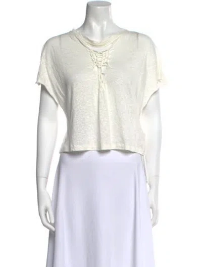 Pre-owned Iro Linen Scoop Neck Crop Top In Neutral
