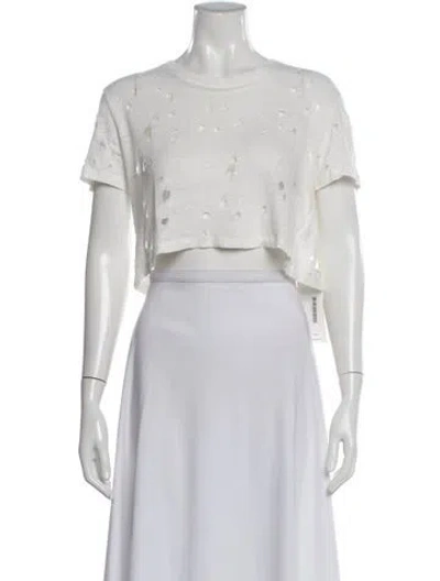 Pre-owned Iro Linen Scoop Neck Crop Top In White