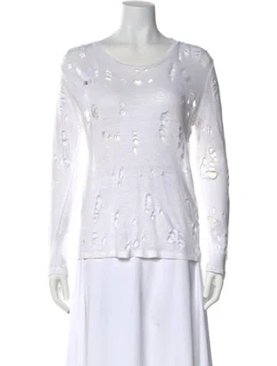 Pre-owned Iro Linen Scoop Neck Sweater In White