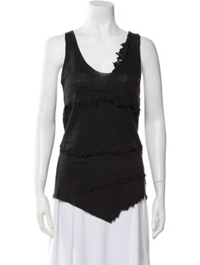 Pre-owned Iro Linen Scoop Neck Top In Black