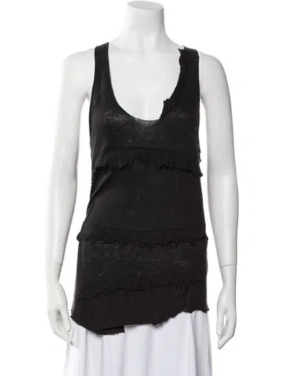 Pre-owned Iro Linen Scoop Neck Top In Black