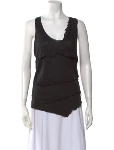 Pre-owned Iro Linen Scoop Neck Top In Black