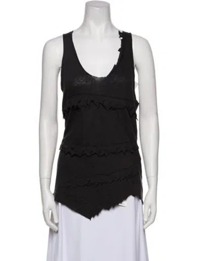 Pre-owned Iro Linen Scoop Neck Top In Black