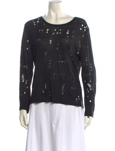 Pre-owned Iro Linen Scoop Neck Top In Black
