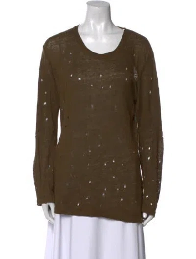 Pre-owned Iro Linen Scoop Neck Top In Green