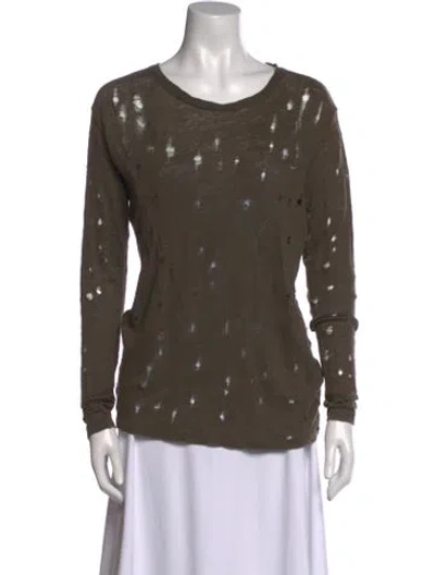 Pre-owned Iro Linen Scoop Neck Top In Green