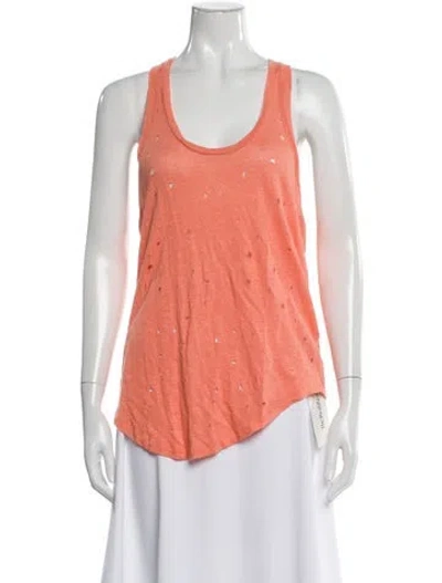 Pre-owned Iro Linen Scoop Neck Top In Orange