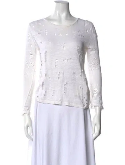 Pre-owned Iro Linen Scoop Neck Top In White