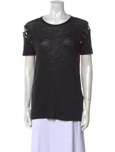Pre-owned Iro Linen Scoop Neck T-shirt In Black