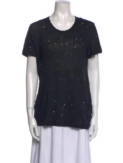 Pre-owned Iro Linen Scoop Neck T-shirt In Black
