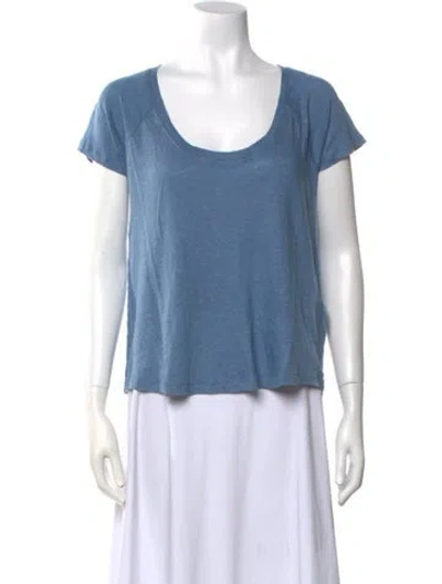 Pre-owned Iro Linen Scoop Neck T-shirt In Blue