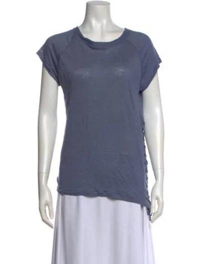 Pre-owned Iro Linen Scoop Neck T-shirt In Blue