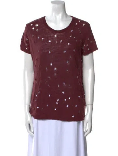 Pre-owned Iro Linen Scoop Neck T-shirt In Burgundy