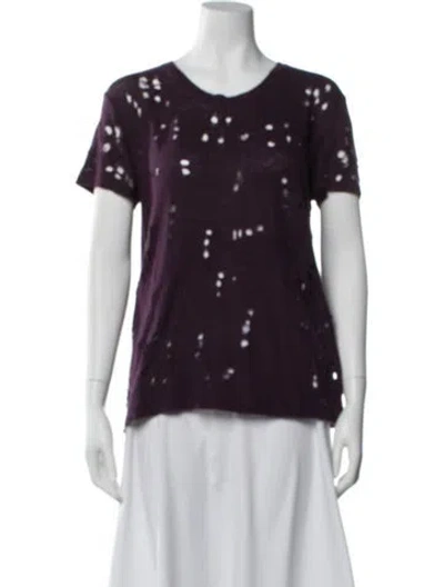 Pre-owned Iro Linen Scoop Neck T-shirt In Purple