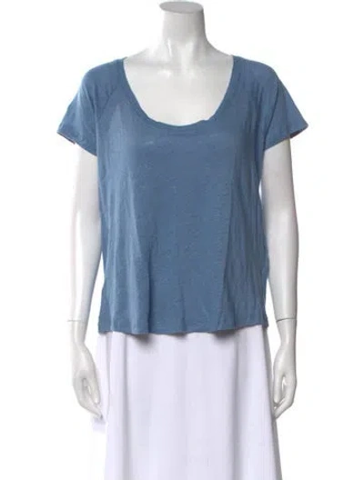 Pre-owned Iro Linen Scoop Neck T-shirt W/ Tags In Blue