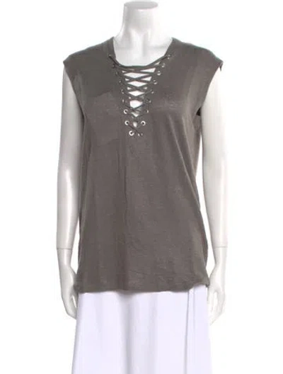 Pre-owned Iro Linen Scoop Neck T-shirt W/ Tags In Gray