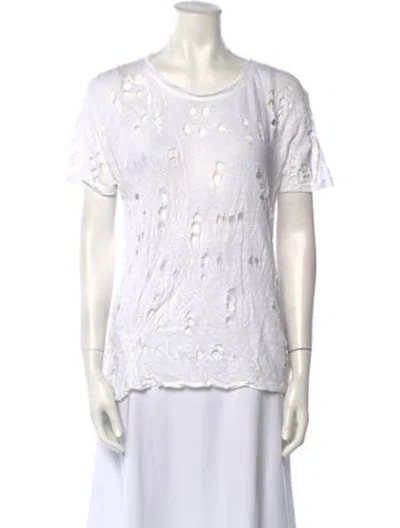 Pre-owned Iro Linen Scoop Neck T-shirt In White