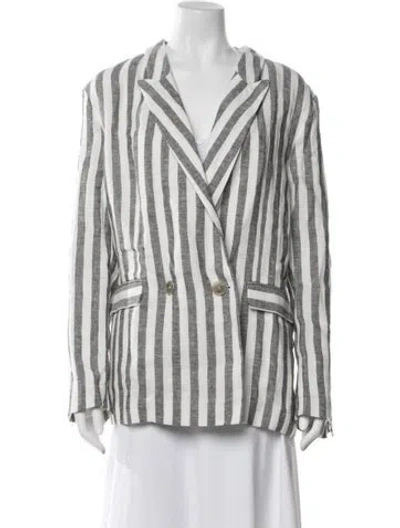 Pre-owned Iro Linen Striped Blazer W/ Tags In Grey/white