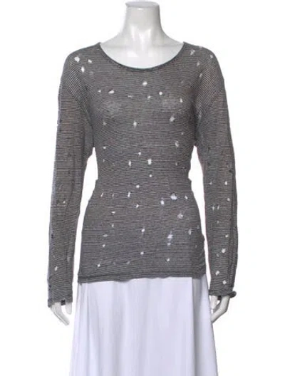 Pre-owned Iro Linen Striped Sweater In Black