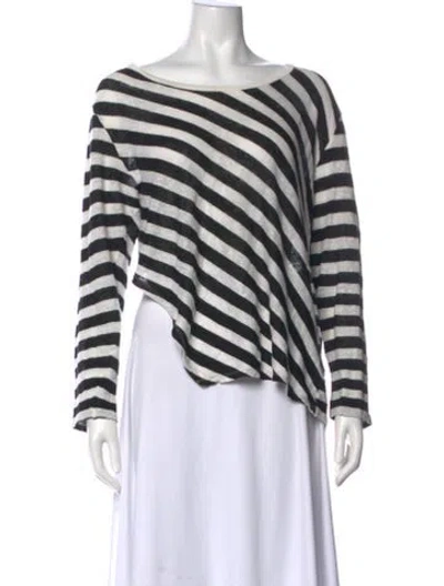 Pre-owned Iro Linen Striped Top In Black